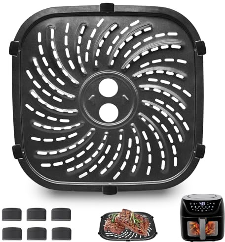 GWYXC Air Fryer Replacement Parts for Russell Hobbs 27160 4L Rapid Digital Air Fryer, 19 × 19 CM Food Grade Air Fryer Replacement Tray Accessories Rack Grill Pan Grill plate Crisper Plate Baking Pan