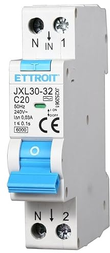 IXTRIMA Interruptor magnetotérmico diferencial 1P + N 20A 30mA 220V-6KA 1 módulo 30mA para carril DIN - Protección circuitos y seguridad instalaciones