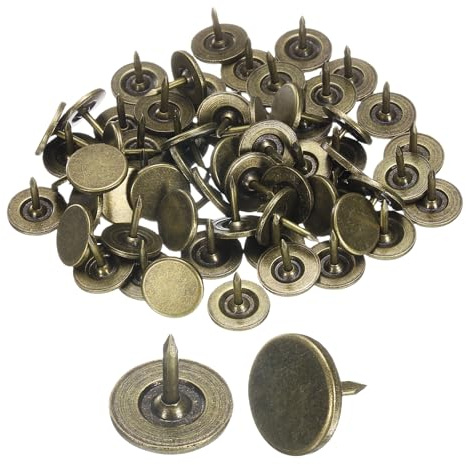 QUARKZMAN 60 Piezas Clavos de Tapicería Clavos Decorativos 11mmx10mm Bronce | de Cabeza Plana, para Muebles Sofá Cabeceros