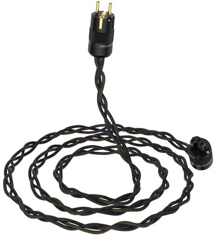 Audiocrast Högklassig strömkabel, HiFi-nätkabel med skyddskontakt och koppling för kall enhet för subwoofer, förstärkare, DV/AV-kallapparatskontakt C15 (1 m)