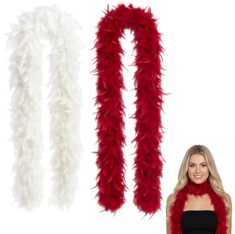 KxrTpx Feather Boa,White Feather Boa, Feather Scarf with Large Ostrich Feathers, 200 cm Length, Elegant Accessory for Costume and Party
