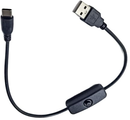 Bärbar USB till typ C laddningskabel med strömbrytarknapp 22AWG