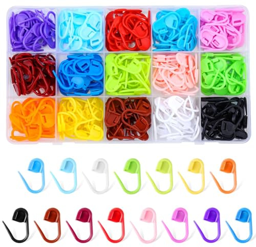 Marcadores Puntada de Punto, 300 Piezas, con Caja para Tejer, 10 Colores