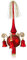 Lauschaer Glas Weihnachtsbaumspitze mit Glöckchen rot matt, umsponnen L ca. 28cm d(Kugel) 7cm Christbaumschmuckspitze mundgeblasen,handdekoriert,Leonischer Draht