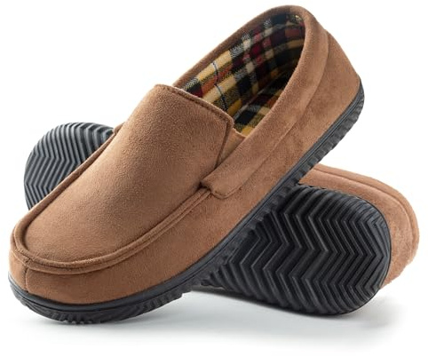 RockDove Men's Alexander Flannel Lined Loafer Slipper, Size 10 UK Men, Brown