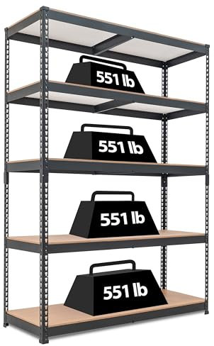 HOMEDANT Black 47.7 W 5 Tier Storage Shelves Garage Shelving Unit Metal