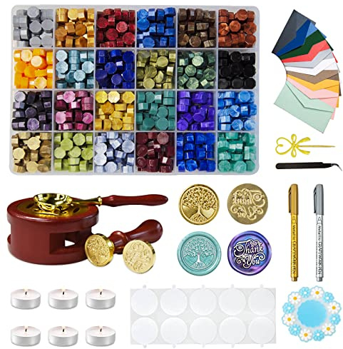 Kit de Cire à Cacheter, 600 Pièces Perles de Cire pour Mariage Carte Enveloppes Emballage Cadeau D-1