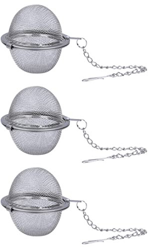 REQAG 3 Pièces Filtre Infuseur Passe Boule Thés passoires à thé en forme de boule Cuillère en maille d'acier inoxydable pour feuilles herbes filtre fruits