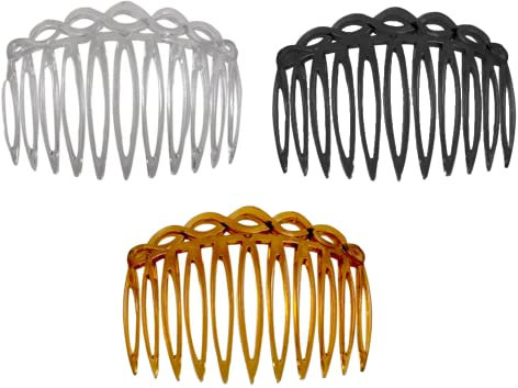 Lmyzcbzl Haarkamm, 3 Stück, Kunststoff, Damen, Einsteckkamm, Schwarz, Curry, transparent
