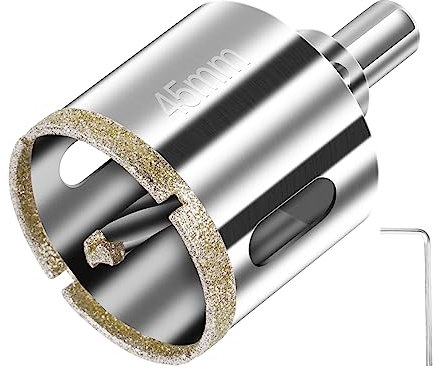 Flintronic 45mm Broca de Diamante, Cristal Broca Sierra con Broca Piloto Central, Taladro Hueco Sierra de Perforación con Revestimiento de Diamante, para Vidrio/Azulejo/Cerámica/Mármol/Piedra Caliza