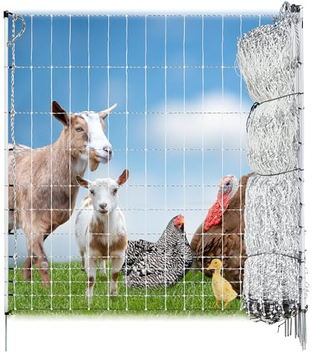 Premier 1 Portable PoultryNet® Electric Fence | Quick & Simple to Move | White/Black Fence for Chickens, Ducks, Geese – 48H x 164'L | Best in Class 2 x 3 Spacings