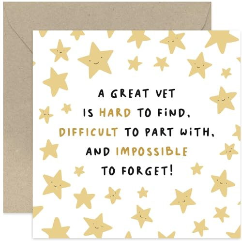 Old English Co. - Biglietto di ringraziamento per veterinario, biglietto di ringraziamento per veterinario, con scritta Looking After Dog or Cat, Thank You, Leaving for Her or Him, Thank You,