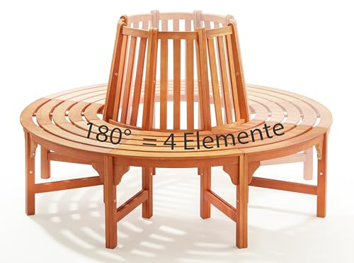 Metra Banco de árbol semicircular, 180 grados, 160/59 cm