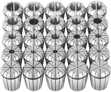 VEVOR Pinces de Serrage à Ressort ER32 25PCS 1/16-13/16 1,6-20,6 mm TIR 0,0006 15 μm avec 25 Boîtes de Rangement Étiquetées pour Machine de Gravure CNC, Fraiseuse, Outil de Tour, Perceuse, Presse