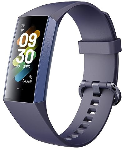 Fitnessuhr Herren Fitness Tracker Herren Blutdruckmessung Schlaftracker Gesundheitsuhr Schrittzähler ohne App und Handy Fitnessuhr Damen Schmal Pulsuhr Smartwatch Sportuhr Android IOS Schwarz Blau