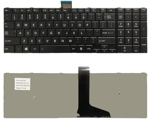 zaorunjs - Teclado de repuesto para portátil Toshiba Satellite C50D, C50-A, C50-A506, C50D-A, C55T-A, C55-A, C55D-A (USB, membrana, QWERTY, ambidiestro)