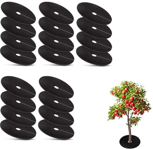 Taicols 20 Pezzi Tappetino Pacciamante Anti-Erbacce Rotondo, Tappetino Protezione Albero per Controllo delle Erbacce,Dischi Pacciamatura per Alberi, Anelli Pacciamatura per Alberi Non Tessuto (25cm)