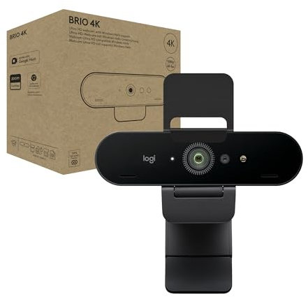 Logitech Brio 4K-Webcam for Business, biometrische Anmeldung mit Windows Hello, automatische Beleuchtungskorrektur, Geräuschunterdrückung, funktioniert Microsoft Teams, Google Meet, PC/Mac - Graphit
