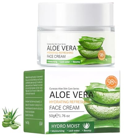 Aloe vera creme Gesichtscreme, Gesichtspflege Creme, Hautcreme, Feuchtigkeitspflege für Gesicht, Anti-Falten und Regeneration | Für empfindliche und reife Haut geeignet AloeVeraCreamGel