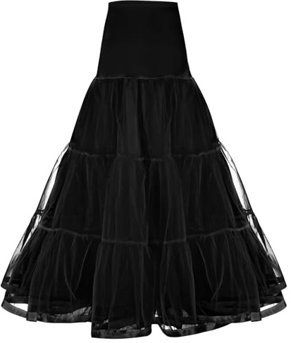 AYBUY Sottogonna Anni '50, Petticoat Underskirt Retro Vintage Swing, Sottogonna Donna Tulle, Sottoveste Donna Vintage adatte per carnevale, Halloween e feste a tema (Nero