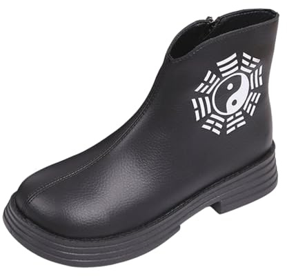 Kinesiska stövlar för damer | Stövlar med dragkedja på sidan| Yin och Yang-mönster stövlar| Slip-on Rain Boot| Halkfria promenadstövlar| Kinesiska traditionella stövlar| Individualitet åtta trigram