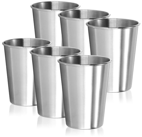 com-four® 6 muggar i rostfritt stål, stål 304, lätta campingmuggar 250 ml | okrossbara och BPA-fria