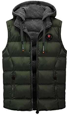 Gilet imbottito da uomo con cappuccio, caldo e invernale, doppio, in pile, trapuntato, senza maniche, con cappuccio, caldo gilet invernale da uomo, comodo gilet imbottito per uso quotidiano all'aperto