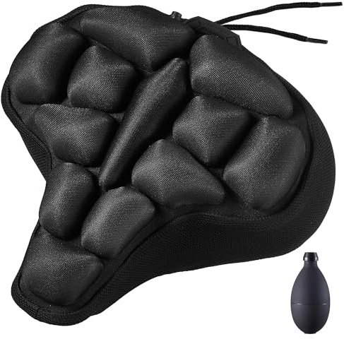 DAWAY F1 3D Inflatable Air Bike Seat Cushion Cover – Large, Wide Bike Saddle Cover, Shock-Absorbing & Breathable Adjustable Comfort Pad for Peloton, Indoor, Road, Mountain, Outdoor Bikes & Commuting
