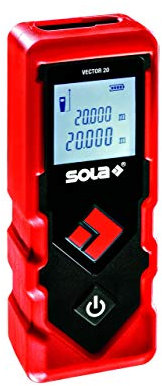 SOLA Vector 20 Laser-Entfernungsmesser 20 m - Laser-Messgerät für schnelle, unkomplizierte Messungen - einfacher und handlicher Distanzmesser - Laser Messgerät mit 2 Messfunktionen - IP42