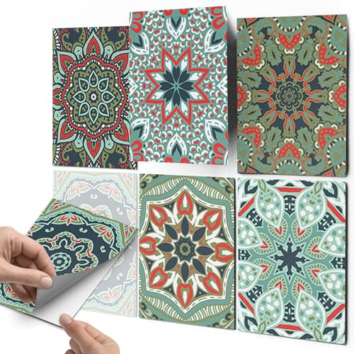 CREATISTO Mosaik-Fliesen Fliesensticker Fliesenfolie - Hochwertige Aufkleber Sticker für Fliesen I Klebefliesen Deko Folien Ornament für Bad u. Küche (15x20 cm I 6 -Teilig)