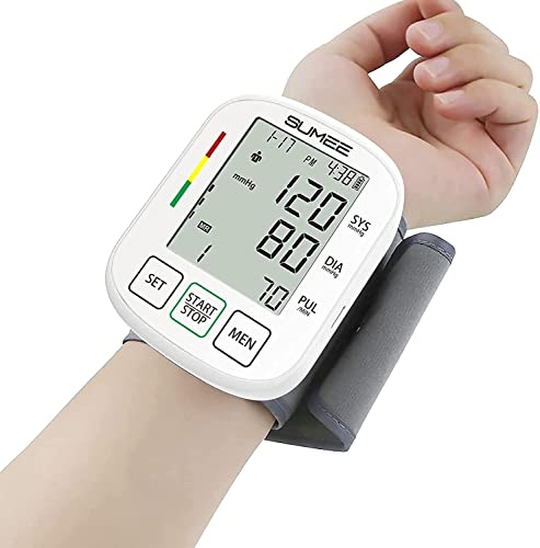 Wrist Blood Pressure Monitor,Accurate Automatic Digital BP Machine,with Irregular Heartbeat Detector, 198 Readings Memory Function and Large LCD Display,Include Carrying Case and 2AAA Batteries-White