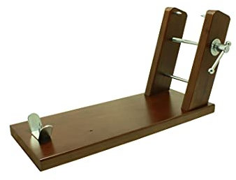 Jamonero Modelo Reserva, Soporte para Jamón y paletillas fijo realizado en madera de pino color nogal, Antideslizante