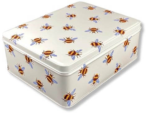 MediMuc Geschenkdose Design Emma Bridgewater - Liebevoll gestaltete rechteckige Vorratsdose - Motiv Bienen - Blechdose, Keksdose, Dose - (L x B x H): 19,5 x 15,4 x 7,5cm - Volumen ca. 2,25L
