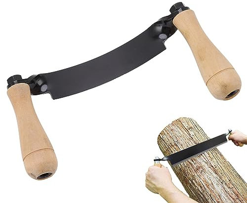 Natudeco Ziehmesser Rindenmesser Klinge aus Wolframstahl Komfortabler Holzgriff Präzise Rasur Hohe Schärfe Gebogenes Ziehmesser Für Holzeinrahmer Holzdreher Und Schnitzer (8 Zoll)