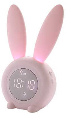 Cabilock Digitaler Kinderwecker Kaninchen-Form Tischuhr Mit Nachtlicht Funktion Timer Für Nachttisch Junge Mädchen Studenten Rosa Wecker Nachttischuhr Cartoon-Uhr Junge Mädchen-Timer Wecker