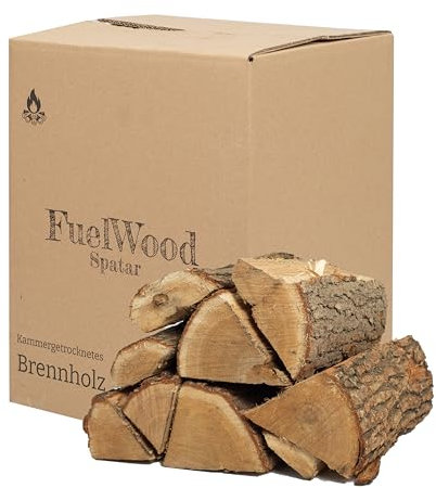 Bois de chauffage à cendres séché au four - 25 litres - Longueur des bûches : environ 25 cm - Humidité du bois inférieure à 15 % - Parfait pour four, cheminée, barbecue, brasero, feu de camp, barbecue