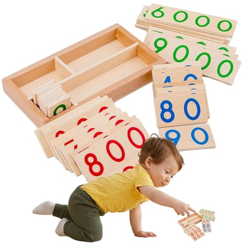 Numéros - 1-9000 Jeu De Comptage en Bois | Puzzle Numérique en Bois pour Les Activités des Tout-Petits, Jeu De Comptage, d'apprentissage des Mathématiques Préscolaires