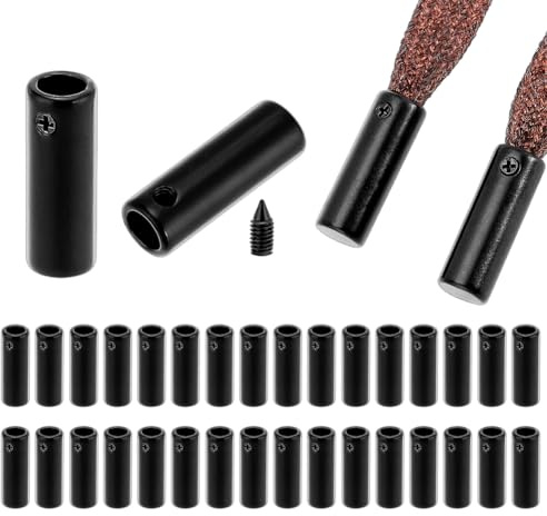 PH PandaHall 32 set skosnöre agletter, metallsko spetsspetsar torskände skosnöre spetsar aglet huvtröja spetsspännen med snören för sneakers, stövlar, huvtröjor, snodd, snören, Svart