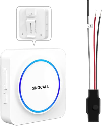 SINGCALL Doorbell Set di estensione radio Inoltro del segnale per campanelli esistenti con 32 Suonerie Volume 0-100dB per casa/garage/appartamento, 1 ricevitore portatile a LED + 1 convertitore radio