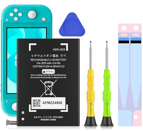 DGBOSEN Switch Lite Battery, 3570mAh Lithium Polymer Replacement Rechargeable Batteries, Compatible with Switch Lite Game Console, High Capacity Battery with Installation Tools