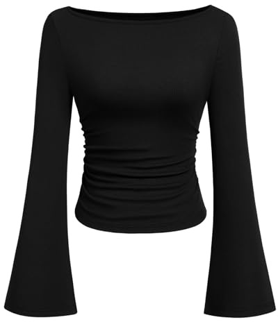 Jersey Mujer Invierno Elegante Camiseta Manga Larga Mujer Algodon Basicas Blusa Cutaway Punto Termica Sueter Camiseta Interior Otoño Casual Tallas Grandes Top Sudadera(Negro,L)