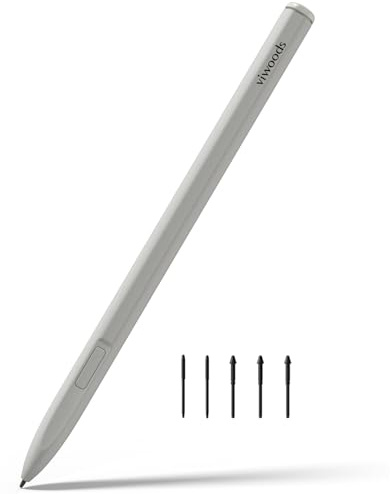 VIWOODS Upgraded W2 Stylus Pro with 5 Spare nibs, Advanced Stylus Pen with 0.5mm Ultra-Fine Tip, 960Hz High Reporting Rate, Linear Pressure Sensitivity