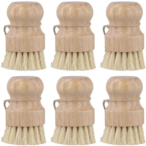 CHIHEUNG 6 spazzole per lavare i piatti, in legno, spazzole per la pulizia di piatti, pentole, padelle
