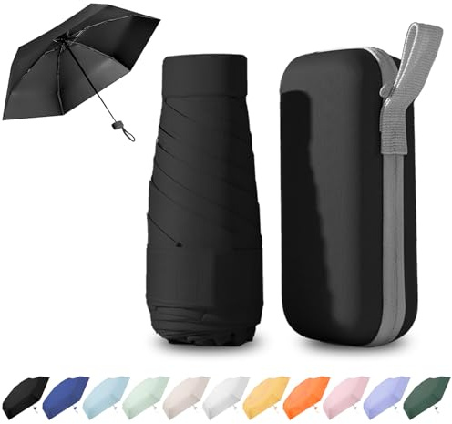 Ancuioyz Umbrella Mini - Portable Compact for Women & Men, Lightweight for Rain or Shine, Travel-Friendly Sun Protection (Black)