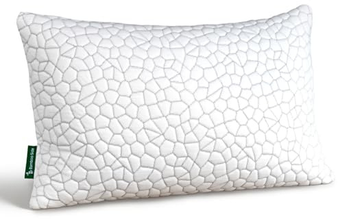 Hapiclody Shredded Memory Foam Pillow, Adjustable Bed Pillow for Sleeping, Cooling Pillow with Breathable Bamboo Cover for Side, Back & Stomach Sleepers, Machine Washable, (51 x 66 cm)