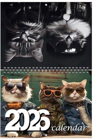 2026 Cat Calendar | 12-Month Fashion Cat Calendar for Home,January - December 2026, Twin-Wire Binding, Planner for Family Wall Office Home Study Room School Decor Scheduling