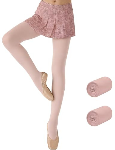 L&K 2 collant da balletto da bambina, 80 den, taglie 86-170, collant da danza per bambini, con elastico confortevole, coprenti e durevoli, 27261, 164-170
