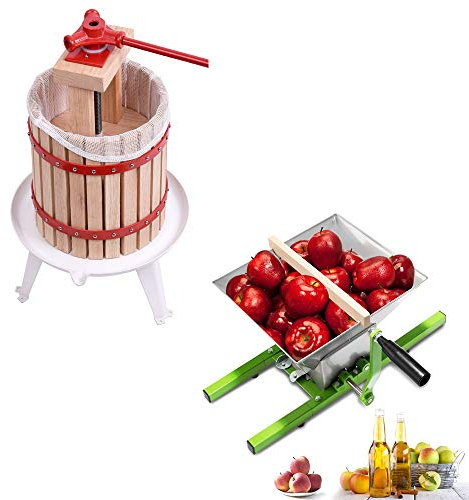 HENGMEI 12L Obstpresse Fruchtpresse Saftpresse Weinpresse Maischepresse + 7L Obstmühle Obstzerkleinerer