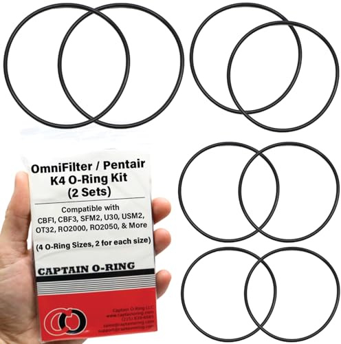 Captain O-Ring - K4 Replacement O-Ring Kit for OmniFilter K4, CBF1, CBF3, SFM2, U30, USM2, OT32, RO2000, RO2050, and More (2 Sets, 8 Orings)