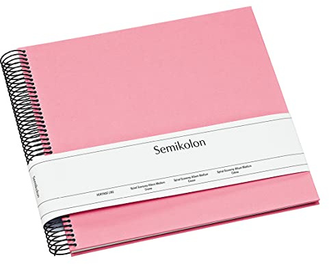 Semikolon 364027 Spiral Album Economy Medium - 23x22,3 cm - Fotoalbum, 40 Seiten cremeweiß, Fotobuch, flamingo pink